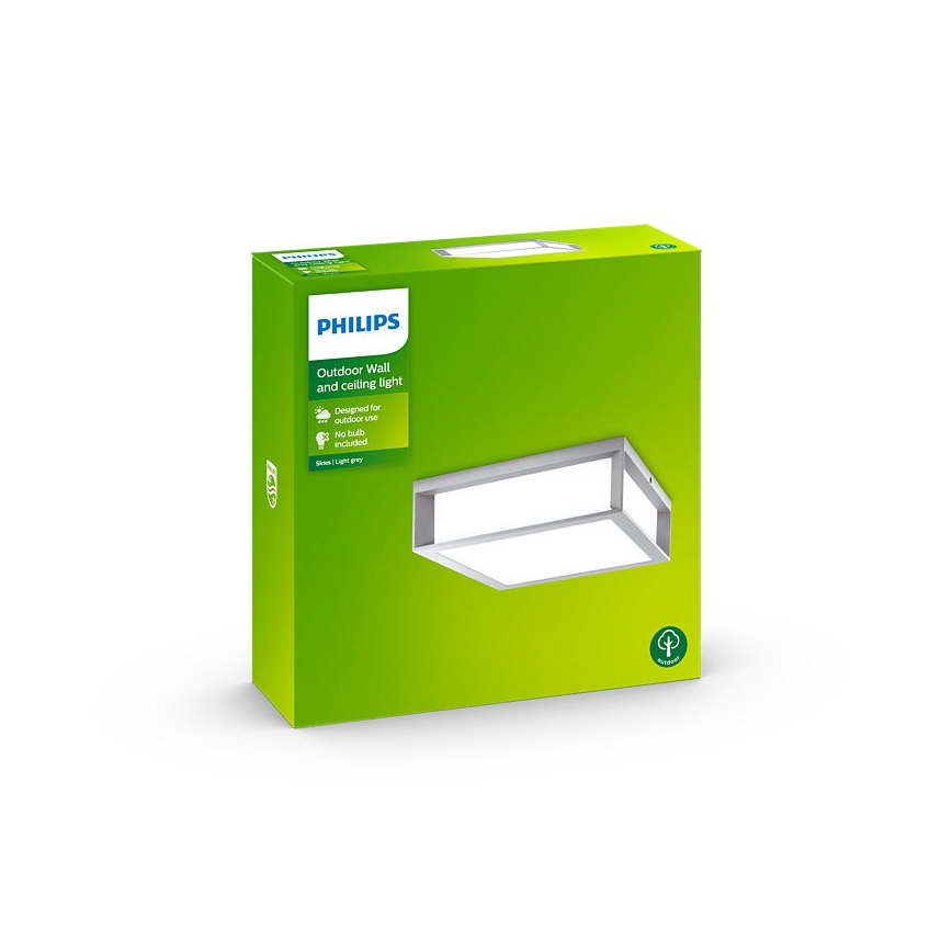 Philips - Udendørs loftslampe 2xE27/14W/230V IP44 grå