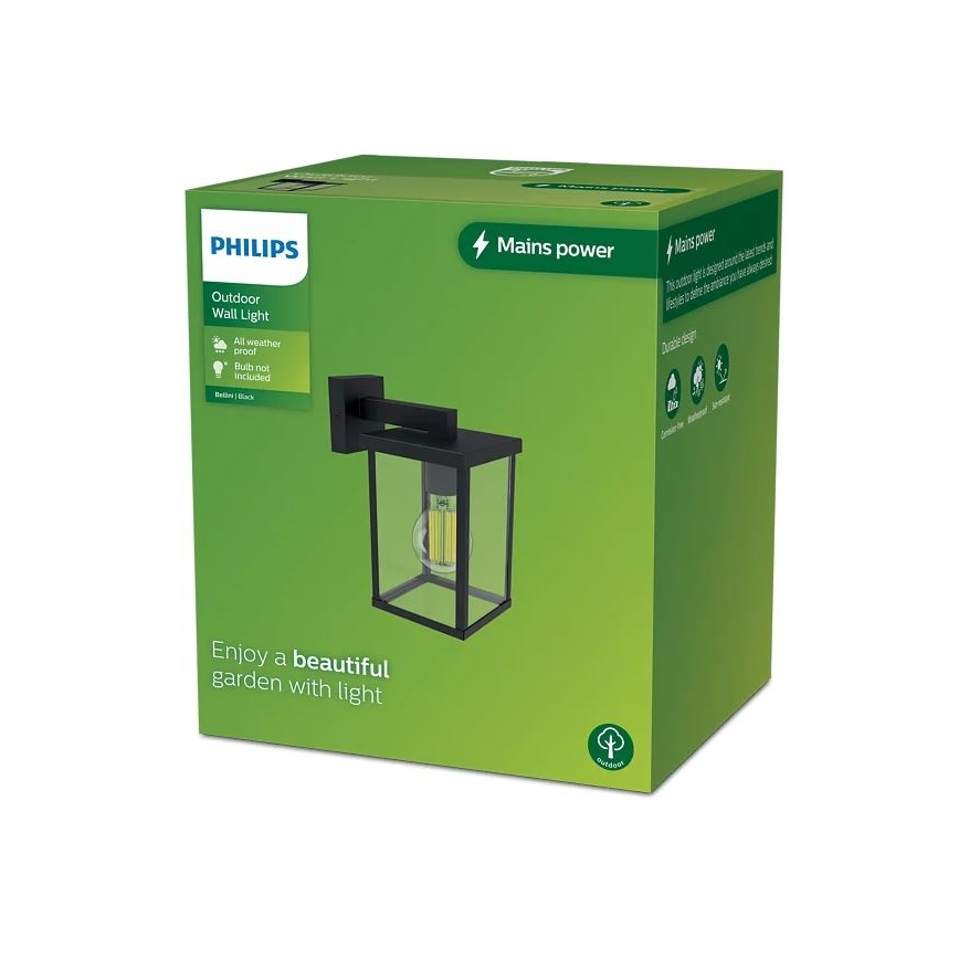 Philips - Udendørs væglampe BELLINI 1xE27/25W/230V IP44