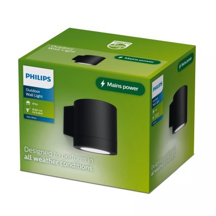 Philips - Udendørs væglampe FYLX 1xGU10/5W/230V sort IP44