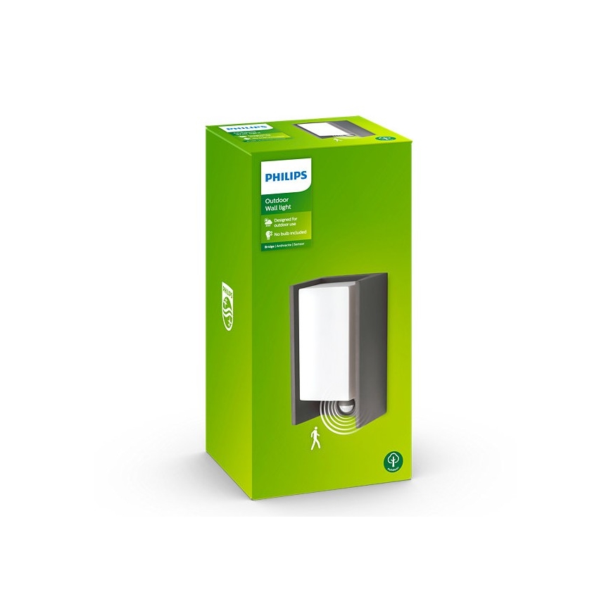 Philips - Udendørs væglampe med sensor BRIDGE 1xE27/15W/230V IP44