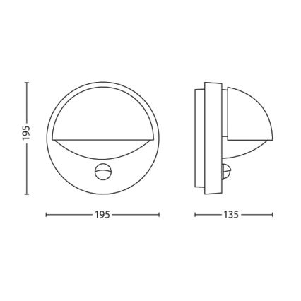 Philips - Udendørs væglampe med sensor JUNE 1xE27/12W/230V IP44