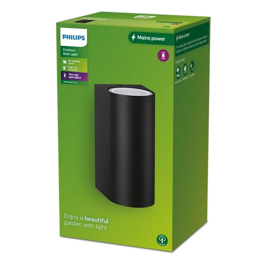 Philips - Udendørs væglampe NIGHTINGALE 2xGU10/35W/230V IP44