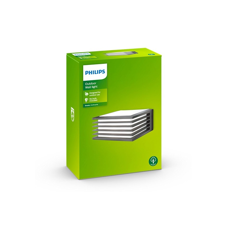 Philips - Udendørs væglampe 1xE27/15W/230V IP44 antracitgrå
