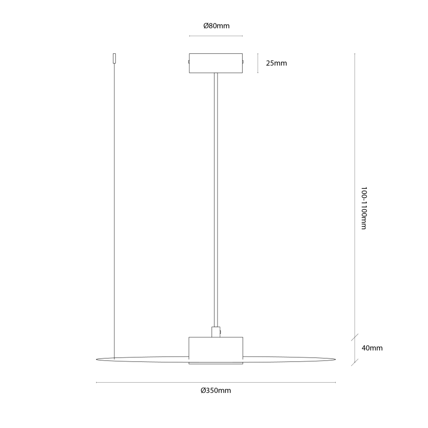 PIATTO pendellampe med wire 1xGX53/15W/230V Ø 35 cm sort