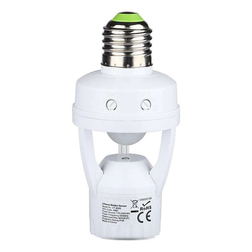 PIR-sensor til E27-pære hvid
