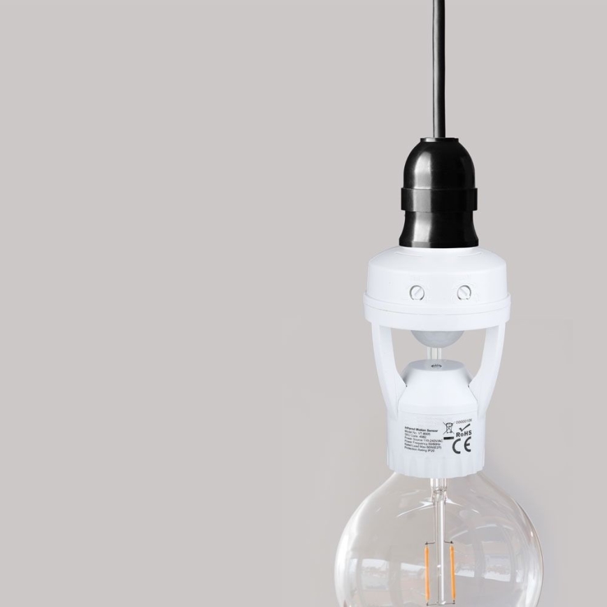 PIR-sensor til E27-pære hvid