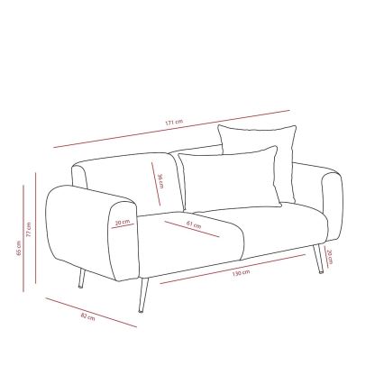 PISA 2-personers sofa i creme