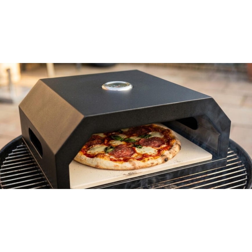 Pizzaovn med termometer 40x34,5x16 cm, sort