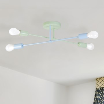 Plafond CAMBRIDGE 4xE27/15W/230V grøn/blå