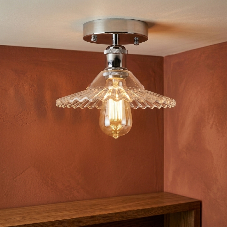 Plafond TRISH 1xE27/15W/230V højglans krom/klar