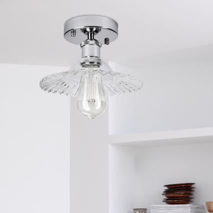 Plafond TRISH 1xE27/15W/230V højglans krom/klar