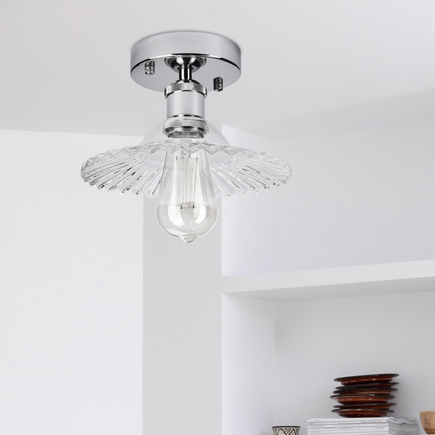 Plafond TRISH 1xE27/15W/230V højglans krom/klar