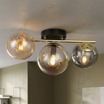 Plafondlampe AURIS 3xE14/15W/230V guld/røget sort/beige