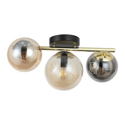 Plafondlampe AURIS 3xE14/15W/230V guld/røget sort/beige
