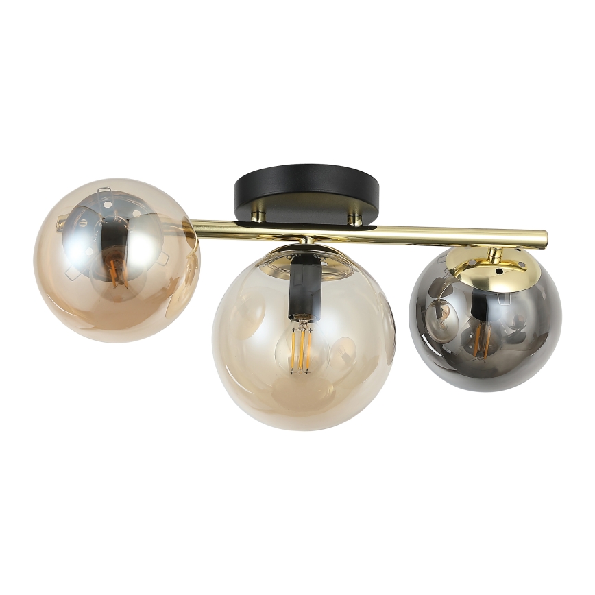 Plafondlampe AURIS 3xE14/15W/230V guld/røget sort/beige