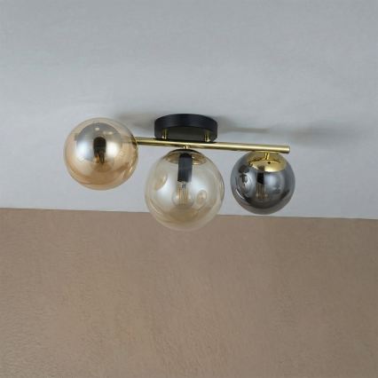 Plafondlampe AURIS 3xE14/15W/230V guld/røget sort/beige