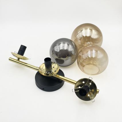 Plafondlampe AURIS 3xE14/15W/230V guld/røget sort/beige