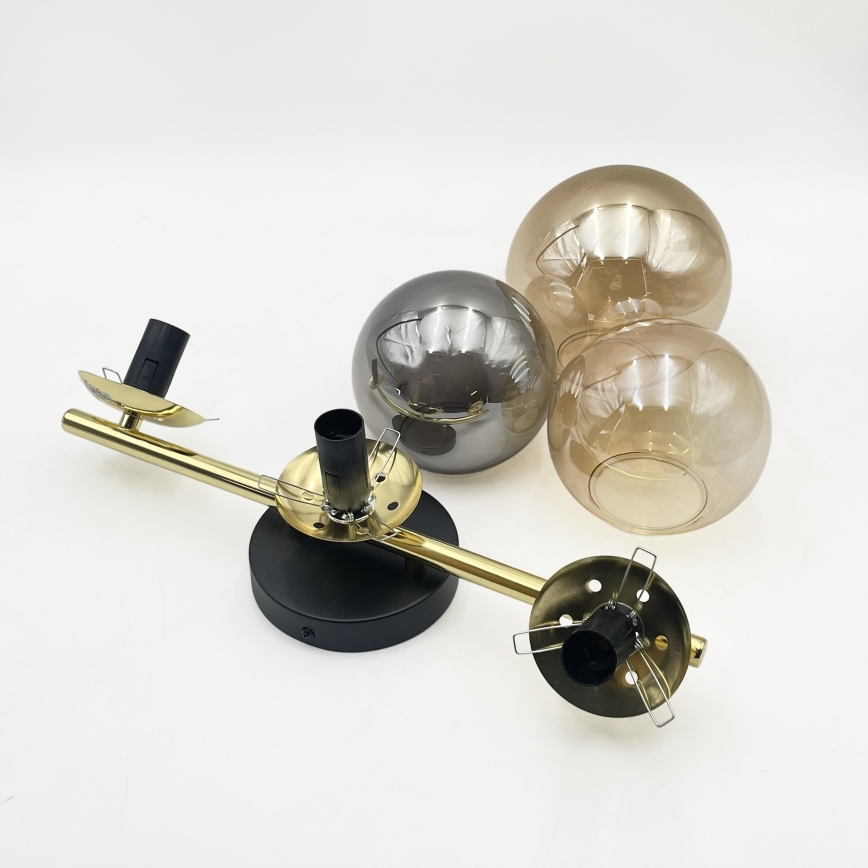 Plafondlampe AURIS 3xE14/15W/230V guld/røget sort/beige