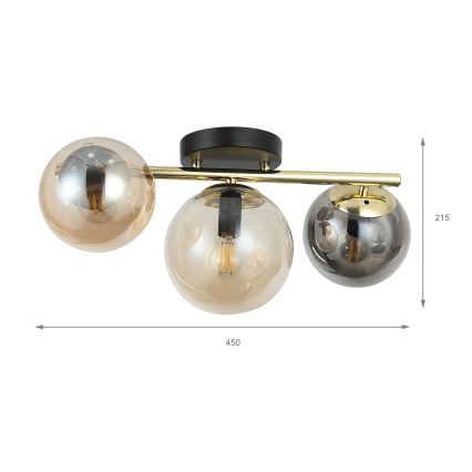 Plafondlampe AURIS 3xE14/15W/230V guld/røget sort/beige