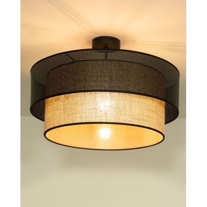 Plafondlampe BORHO 1xE27/60W/230V Ø 50 cm sort/jute