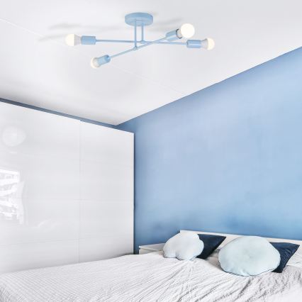 Plafondlampe CAMBRIDGE 4xE27/15W/230V blå