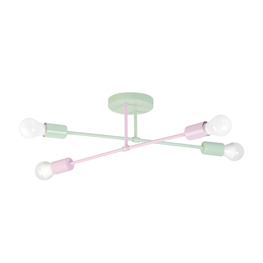 Plafondlampe CAMBRIDGE 4xE27/15W/230V grøn/lyserød