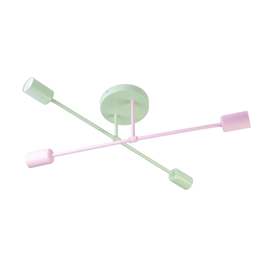 Plafondlampe CAMBRIDGE 4xE27/15W/230V grøn/lyserød