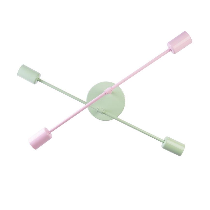 Plafondlampe CAMBRIDGE 4xE27/15W/230V grøn/lyserød