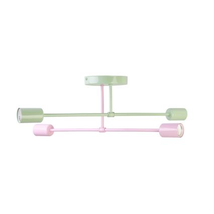 Plafondlampe CAMBRIDGE 4xE27/15W/230V grøn/lyserød