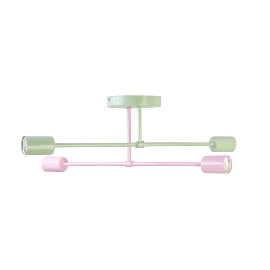 Plafondlampe CAMBRIDGE 4xE27/15W/230V grøn/lyserød