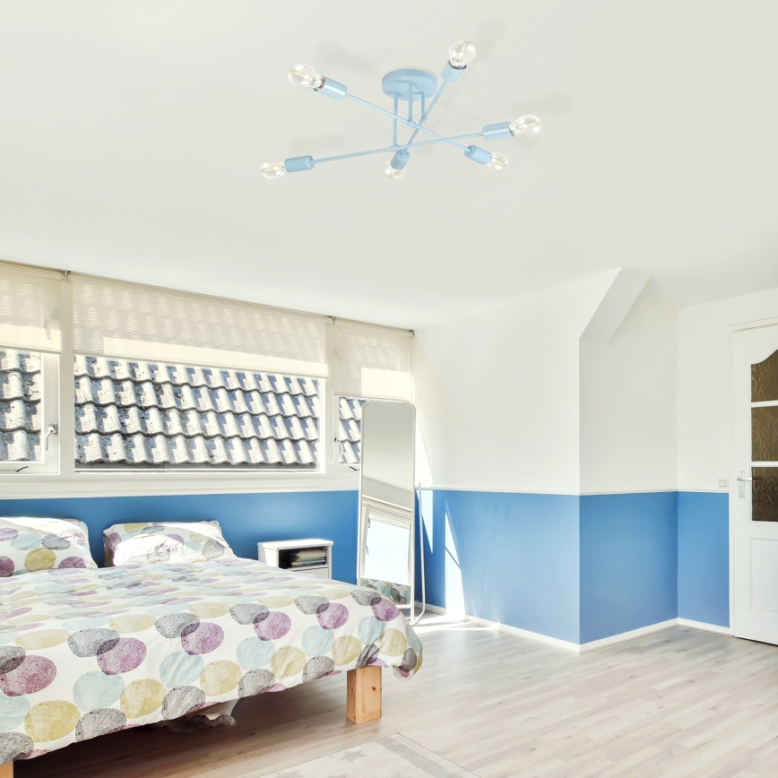Plafondlampe CAMBRIDGE 6xE27/15W/230V blå