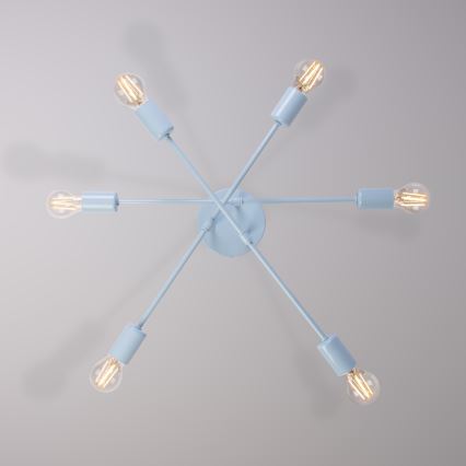 Plafondlampe CAMBRIDGE 6xE27/15W/230V blå