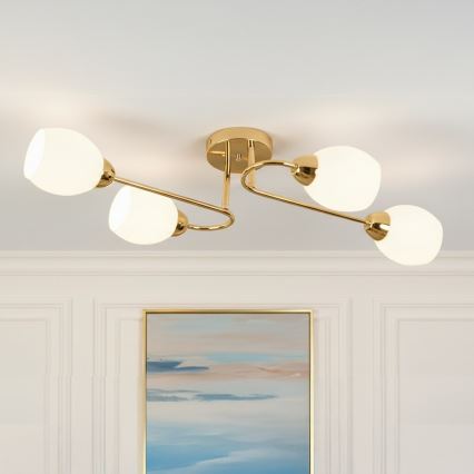 Plafondlampe KING 4xE27/15W/230V, guldfarvet