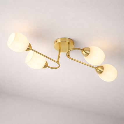 Plafondlampe KING 4xE27/15W/230V, guldfarvet