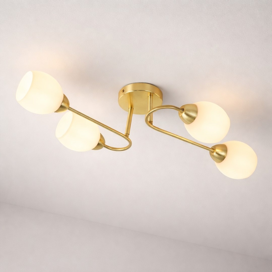 Plafondlampe KING 4xE27/15W/230V, guldfarvet
