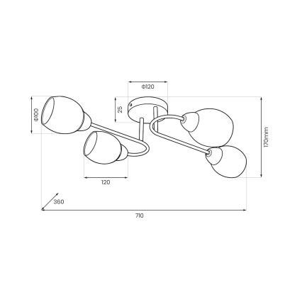 Plafondlampe KING 4xE27/15W/230V, guldfarvet