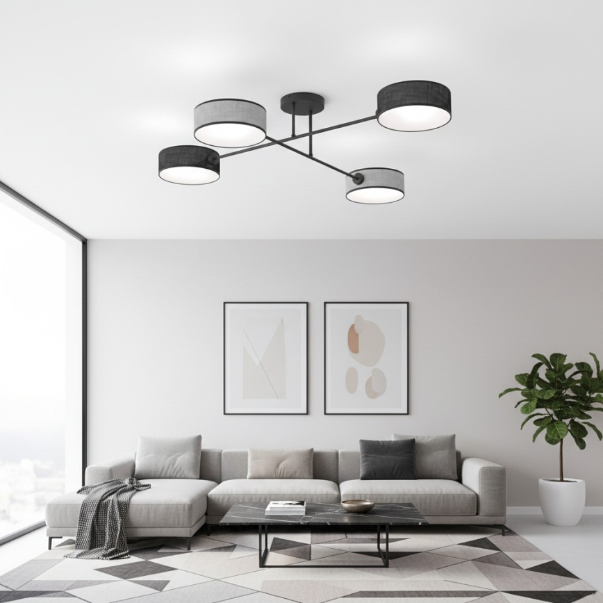 Plafondlampe MAGA 4xE14/10W/230V sort/grå