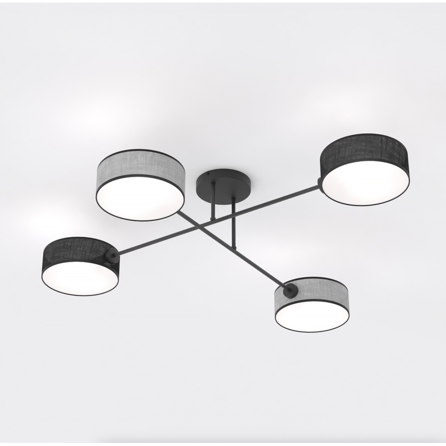 Plafondlampe MAGA 4xE14/10W/230V sort/grå