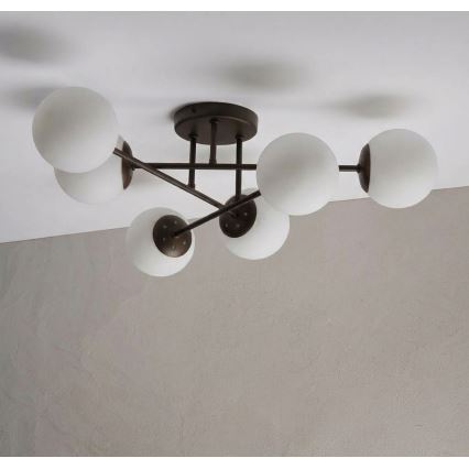 Plafondlampe MALENA 6xE14/5W/230V brun/hvid