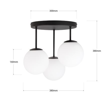 Plafondlampe MOONLIGHT 3xE27/15W/230V sort