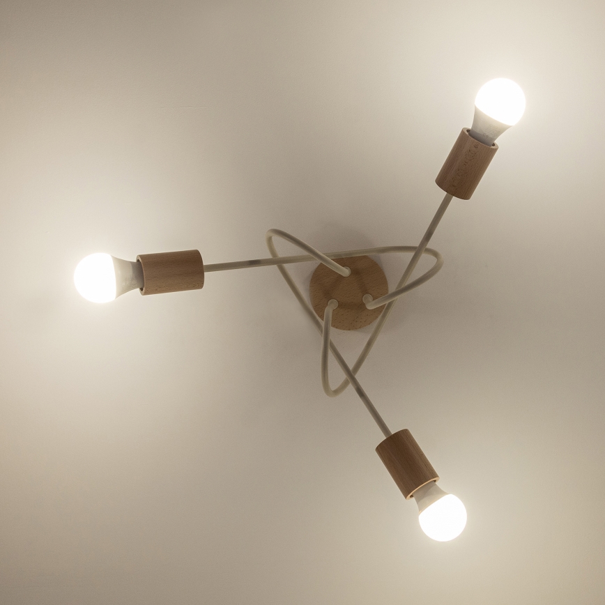 Plafondlampe OXFORD 3xE27/15W/230V, fyrretræ/creme