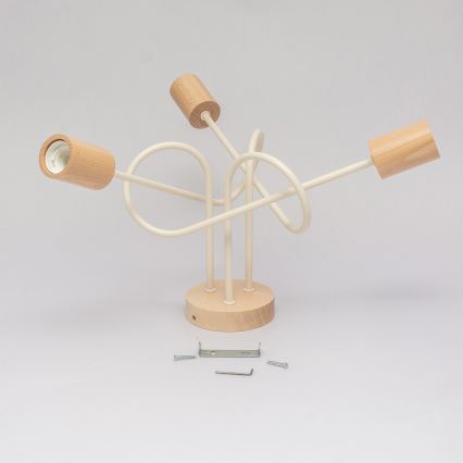 Plafondlampe OXFORD 3xE27/15W/230V, fyrretræ/creme