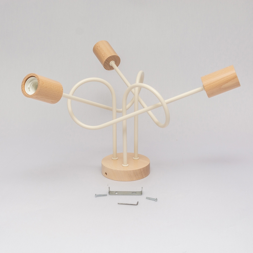 Plafondlampe OXFORD 3xE27/15W/230V, fyrretræ/creme