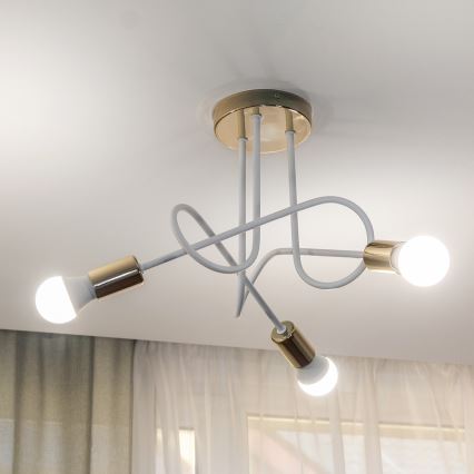 Plafondlampe OXFORD 3xE27/15W/230V guld/hvid