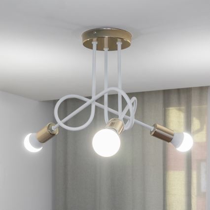 Plafondlampe OXFORD 3xE27/15W/230V guld/hvid