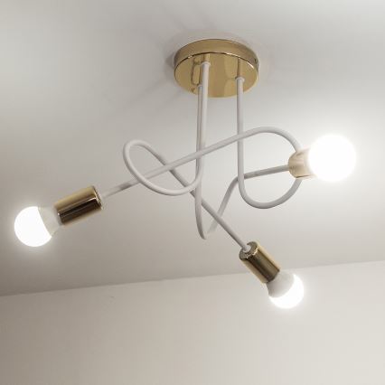 Plafondlampe OXFORD 3xE27/15W/230V guld/hvid