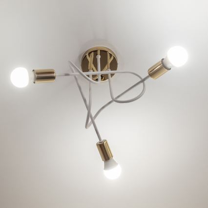 Plafondlampe OXFORD 3xE27/15W/230V guld/hvid