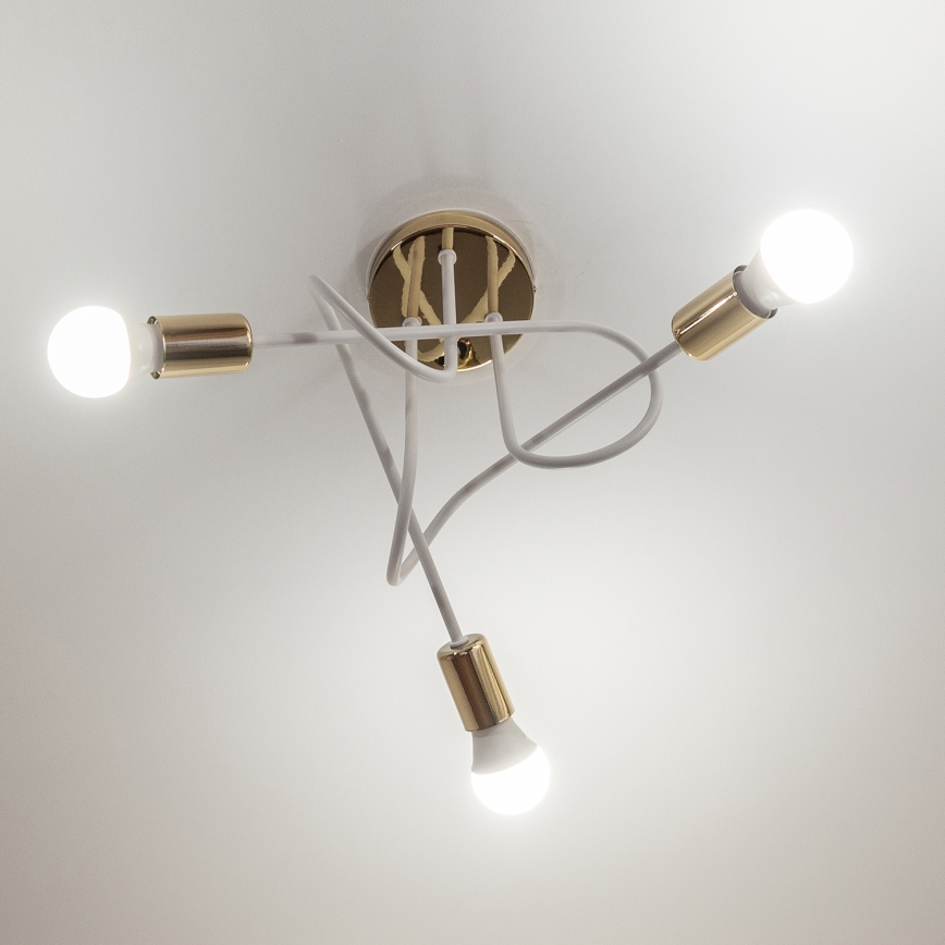 Plafondlampe OXFORD 3xE27/15W/230V guld/hvid