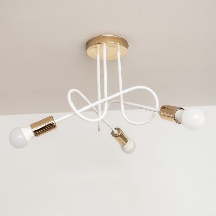 Plafondlampe OXFORD 3xE27/15W/230V guld/hvid