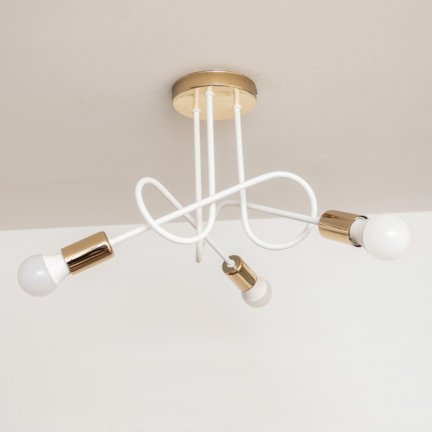 Plafondlampe OXFORD 3xE27/15W/230V guld/hvid
